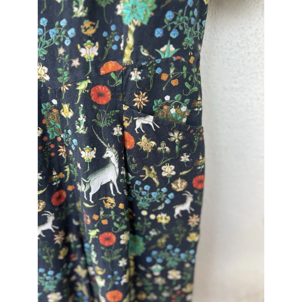 Samantha Pleet Garden Jumpsuit Puff Sleeve 2 Black Illuminated Ethereal Floral - Picture 13 of 14